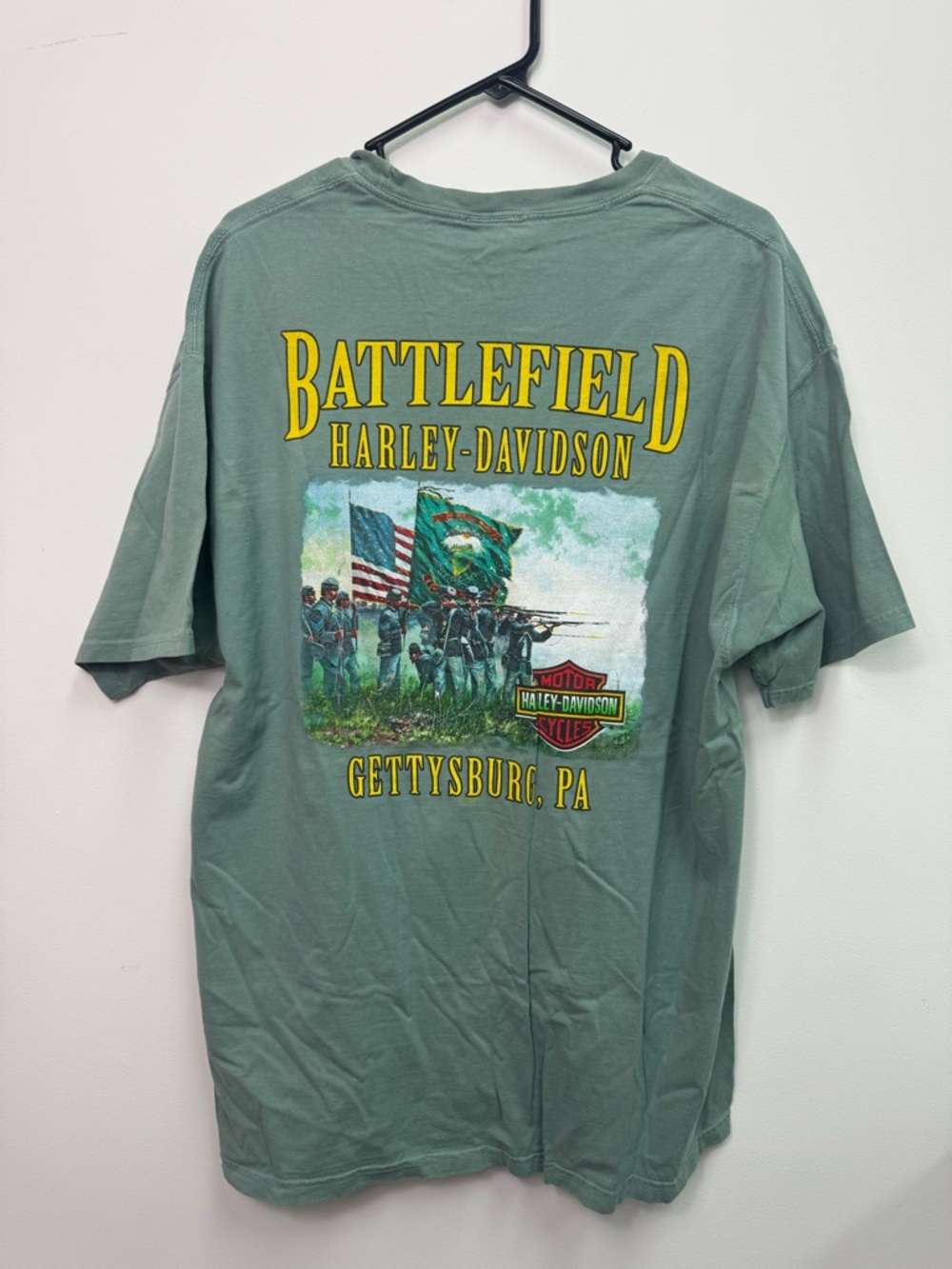 Harley Davidson 2021 Gettysburg PA Battlefield  Green T Shirt, XL